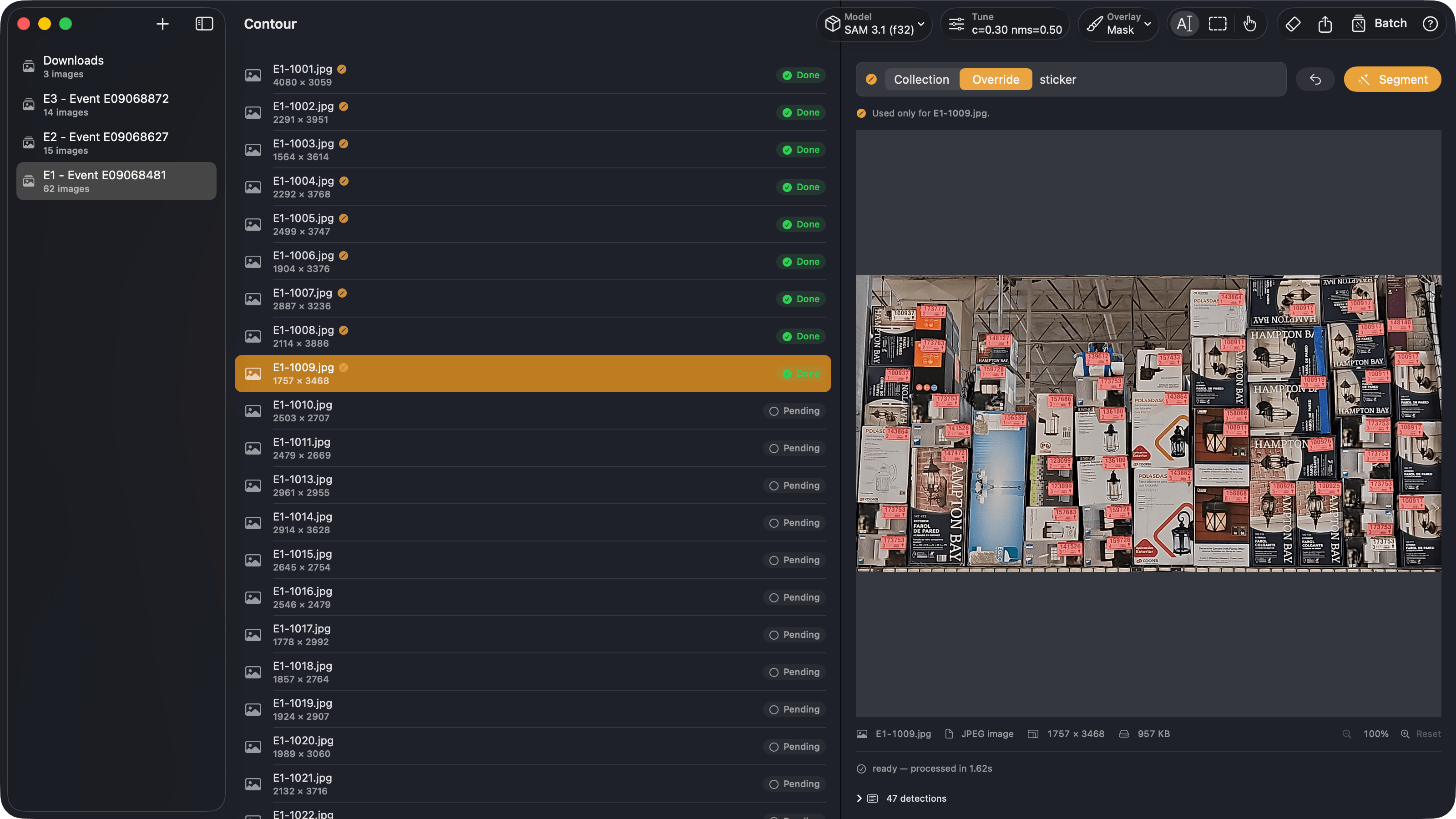 The editor — Collections, prompts, and masks in one workspace.